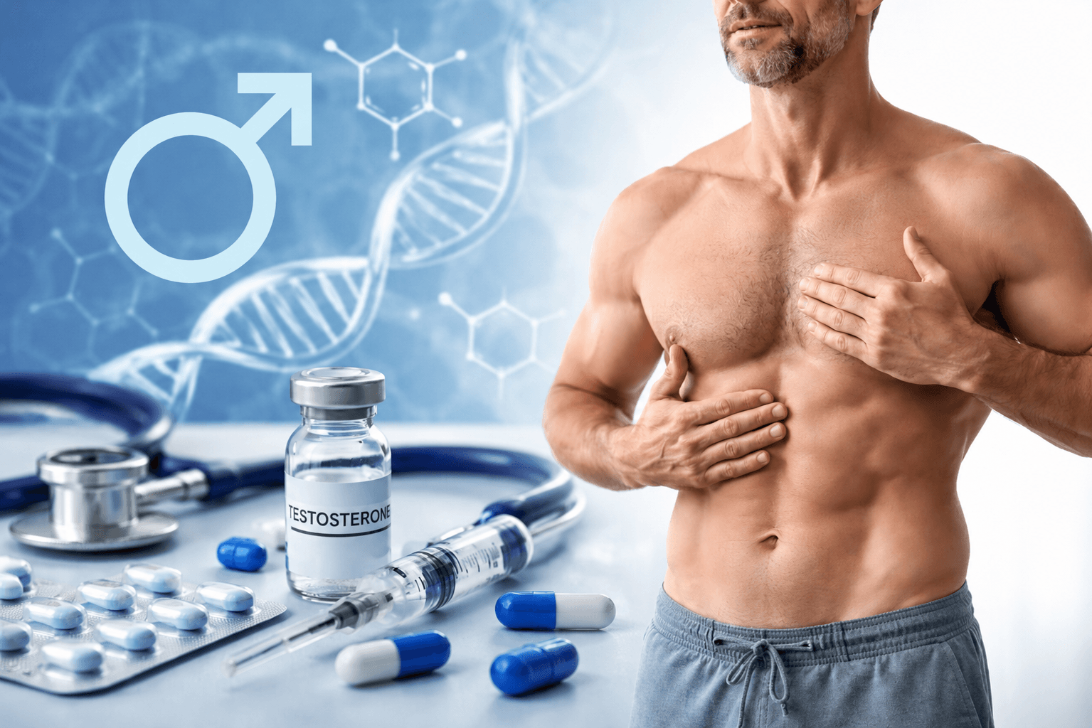 Imagem editorial sobre testosterona e saúde hormonal masculina